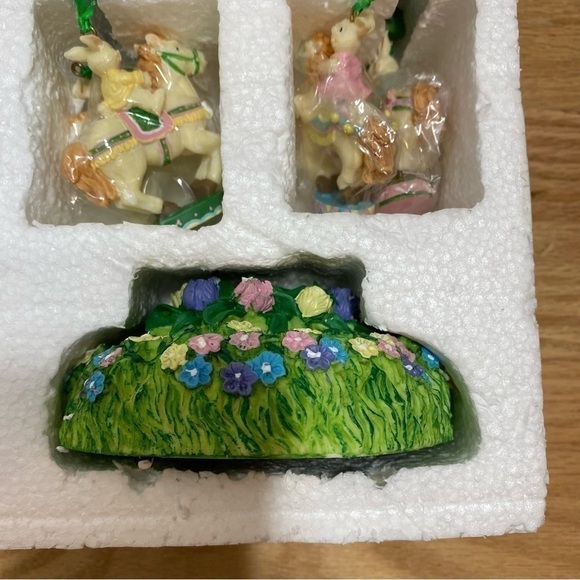 Animated Musical Bunny Carousel Easter Decoration Musical NEW Vintage Rabbit - Picture 6 of 6